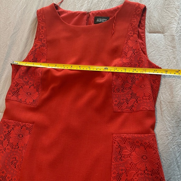Adrianna Papell Women's Size 14 Red/Orange Lace Paneled Sheath Dress Sleeveless - Picture 9 of 9